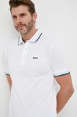 Бавовняне поло BOSS BOSS ATHLEISURE колір білий