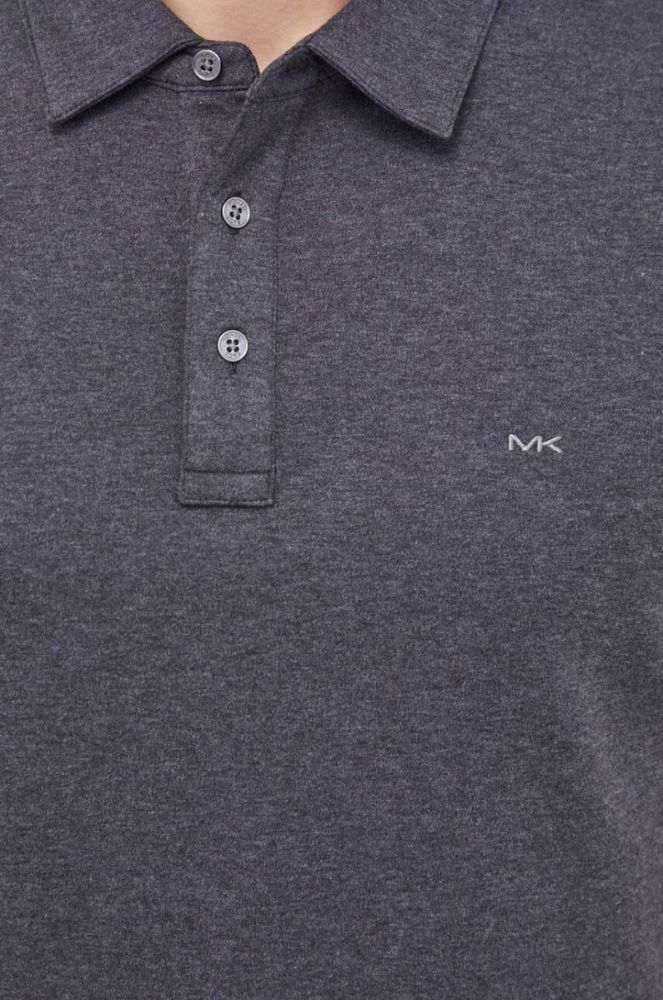 Бавовняне поло Michael Kors колір сірий меланж фото 5