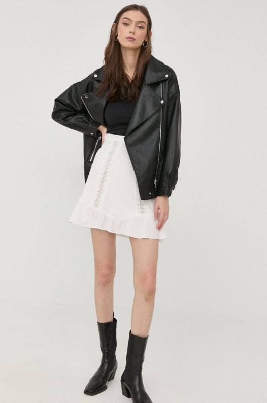 Бавовняна спідниця The Kooples колір білий mini розкльошена
