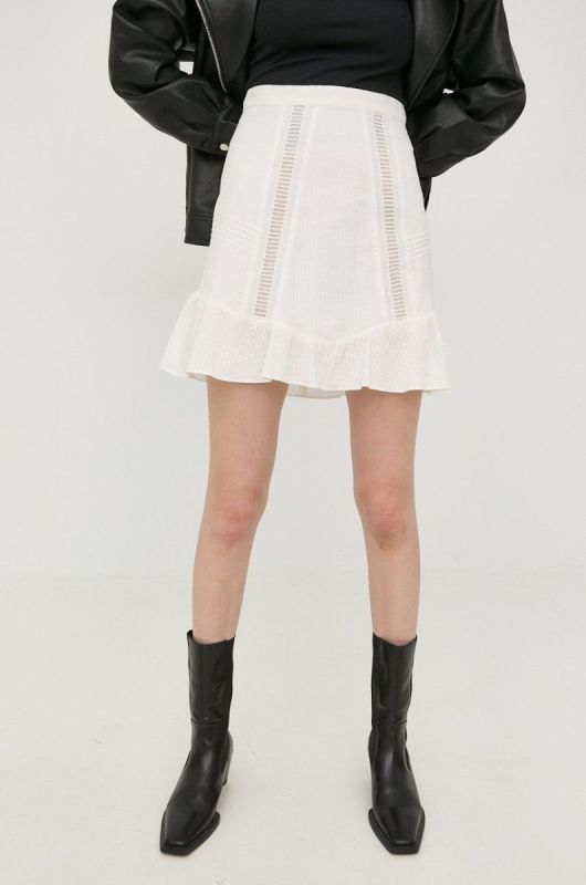 Бавовняна спідниця The Kooples колір білий mini розкльошена фото 2