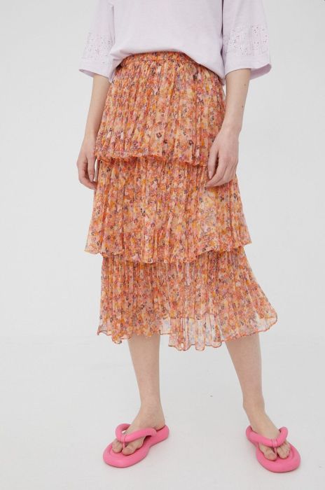 Спідниця Femi Stories колір помаранчевий midi розкльошена Спідниця Femi Stories колір помаранчевий midi розкльошена