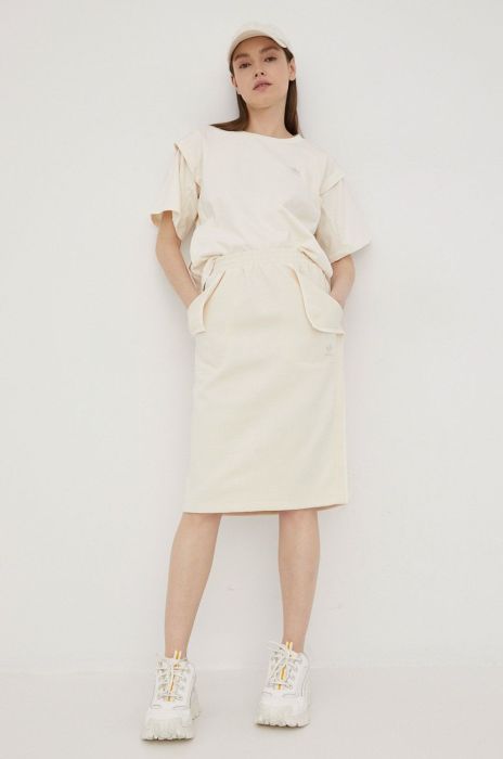 Спідниця adidas Originals Adicolor HE9733 колір бежевий mini пряма Спідниця adidas Originals Adicolor HE9733 колір бежевий mini пряма