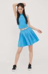 Спідниця adidas Originals Adicolor HC2065 mini розкльошена колір блакитний Спідниця adidas Originals Adicolor HC2065 mini розкльошена колір блакитний