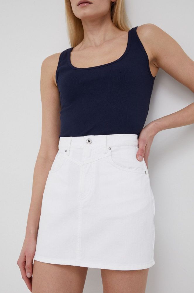 Джинсова бавовняна спідниця Pepe Jeans Rachel Skirt колір білий mini пряма