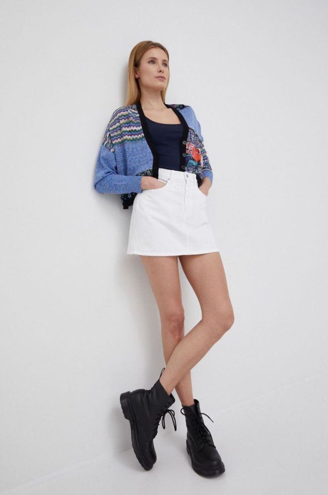 Джинсова бавовняна спідниця Pepe Jeans Rachel Skirt колір білий mini пряма фото 2