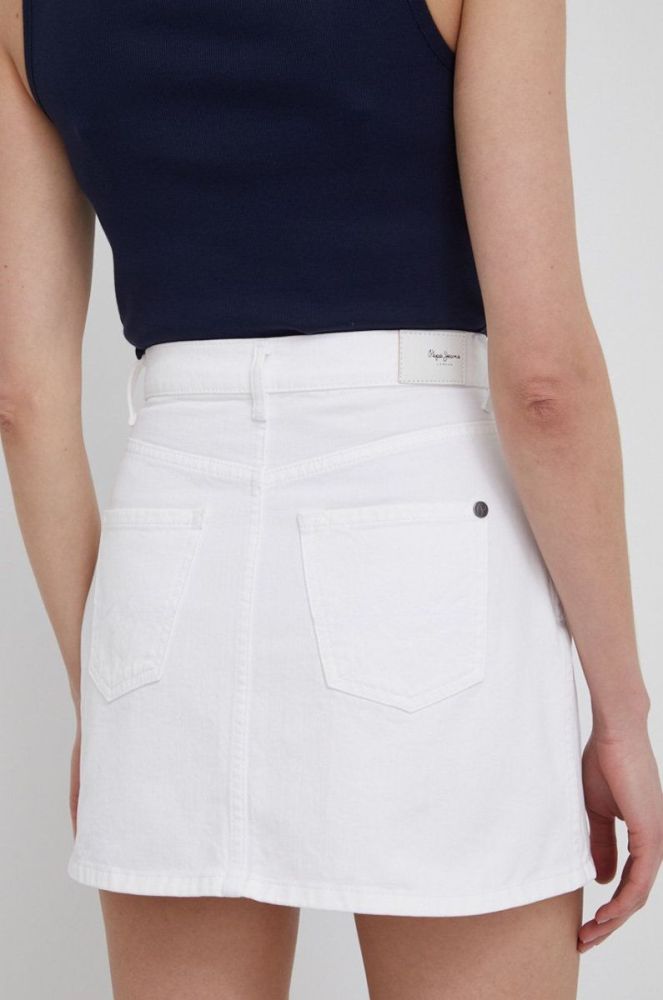Джинсова бавовняна спідниця Pepe Jeans Rachel Skirt колір білий mini пряма фото 3