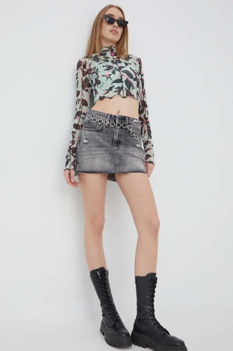 Джинсова спідниця Superdry колір сірий mini пряма