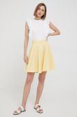 Льняна спідниця Polo Ralph Lauren колір жовтий mini розкльошена Льняна спідниця Polo Ralph Lauren колір жовтий mini розкльошена