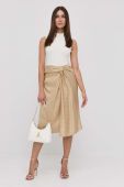Спідниця Boss колір бежевий midi розкльошена