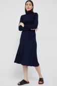 Вовняна спідниця Polo Ralph Lauren колір синій midi розкльошена Вовняна спідниця Polo Ralph Lauren колір синій midi розкльошена