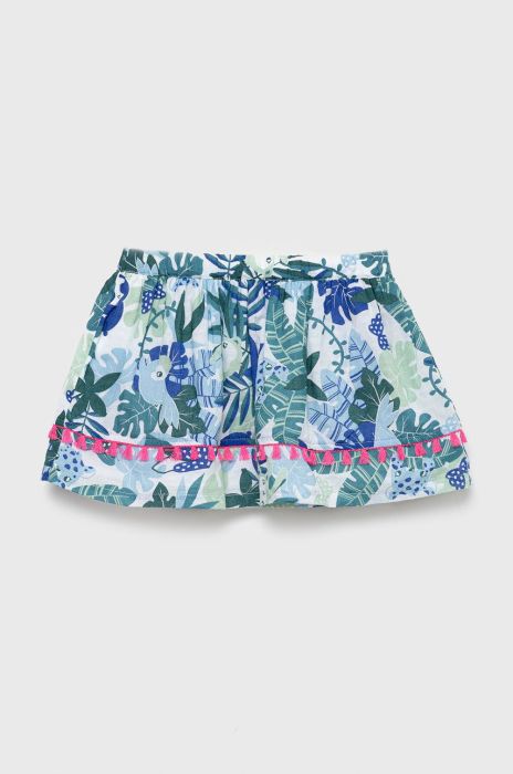 Дитяча бавовняна спідниця United Colors of Benetton колір зелений mini розкльошена (2324206)