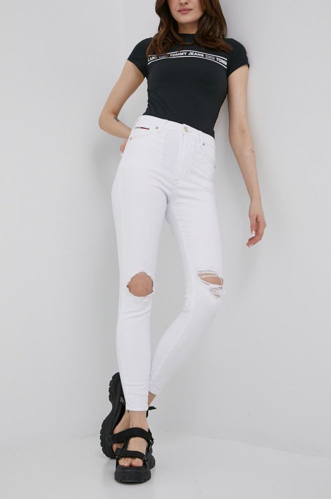 Джинси Tommy Jeans Sylvia жіночі висока посадка колір білий (2131606)