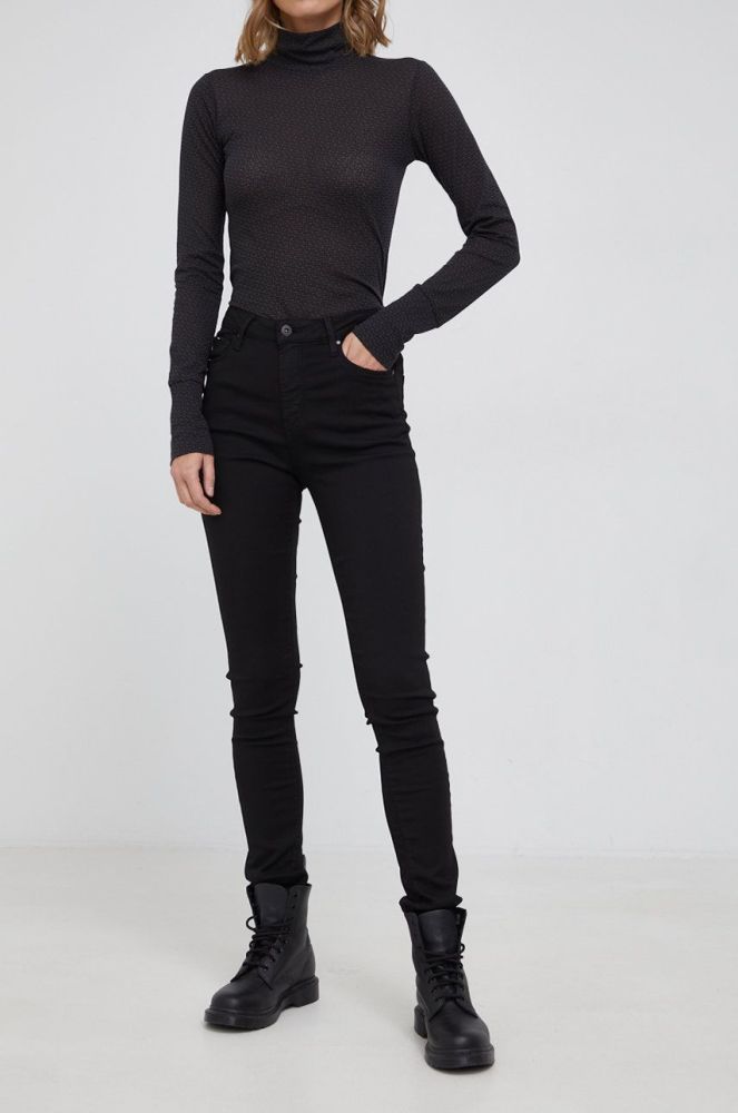 Штани Pepe Jeans Regent жіночі висока посадка колір чорний