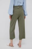 Штани Vila жіночі колір зелений пряме висока посадка
