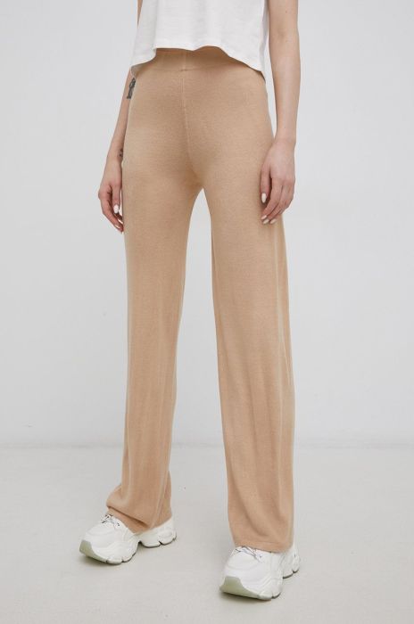 Штани Noisy May жіноче колір бежевий кльош висока посадка