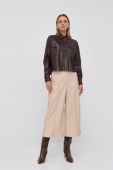 Штани Boss жіночі колір бежевий кюлоти висока посадка
