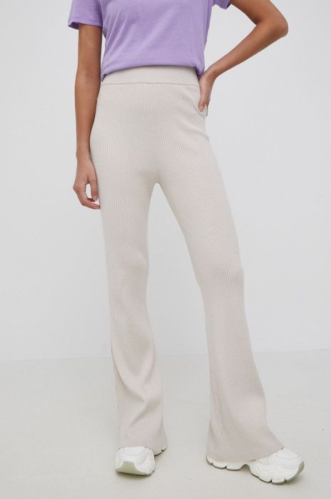 Штани Tommy Jeans жіноче колір бежевий гладке