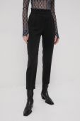 Штани Hugo жіночі колір чорний пряме висока посадка