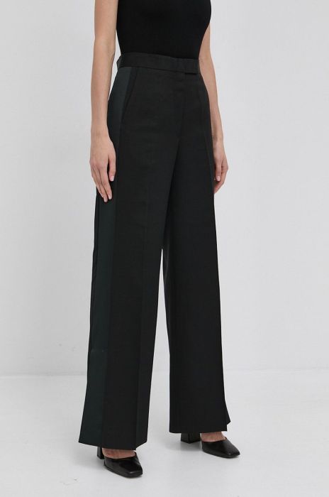 Штани з домішкою вовни Tiger Of Sweden жіночі колір чорний широке висока посадка