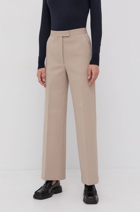 Штани Tiger Of Sweden жіночі колір бежевий широке висока посадка