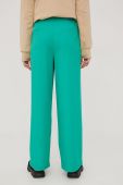 Штани Pieces жіночі колір зелений широке висока посадка