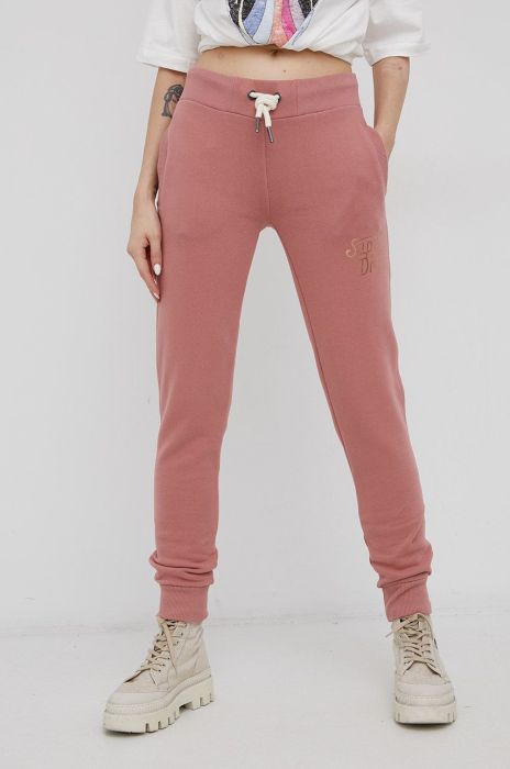 Штани Superdry жіночі колір рожевий з принтом