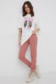 Штани Superdry жіночі колір рожевий з принтом