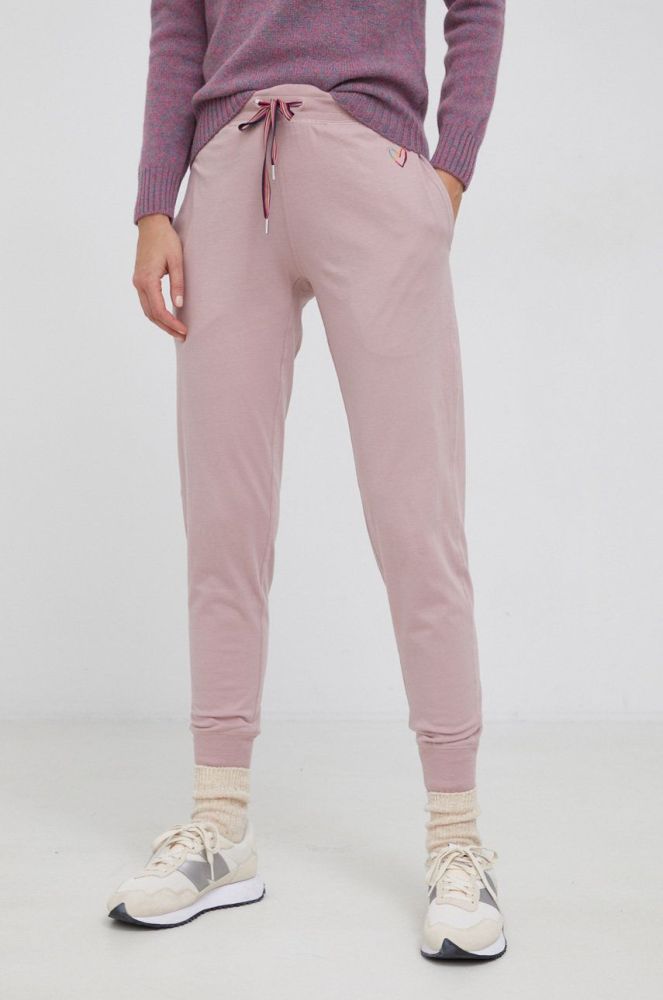 Бавовняні штани Paul Smith жіночі з аплікацією колір рожевий (1971037)
