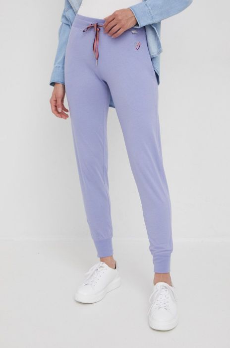 Бавовняні штани Paul Smith жіночі з аплікацією колір фіолетовий (1971034)