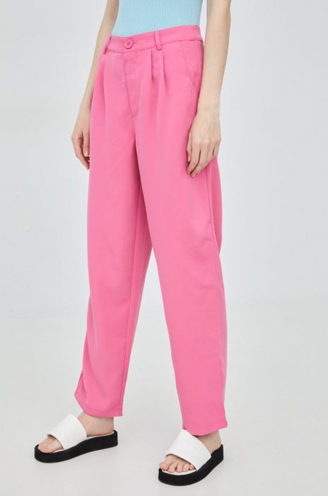 Штани Noisy May жіночі колір фіолетовий широке середня посадка