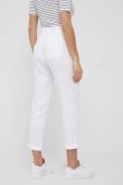 Льняні штани Lauren Ralph Lauren жіночі колір білий широке висока посадка