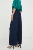 Штани Samsoe Samsoe жіночі колір синій широке висока посадка