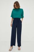 Штани Samsoe Samsoe жіночі колір синій широке висока посадка