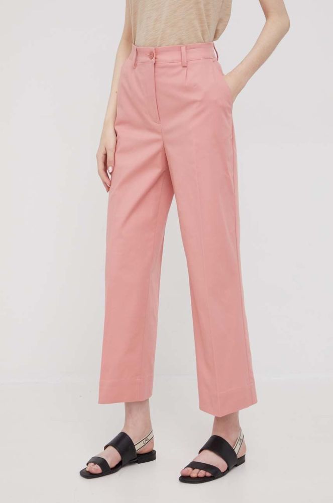 Штани Sisley жіночі колір рожевий пряме висока посадка (2357105)
