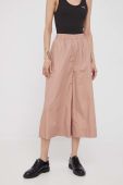 Штани Dkny жіночі колір бежевий широке висока посадка (2346814)