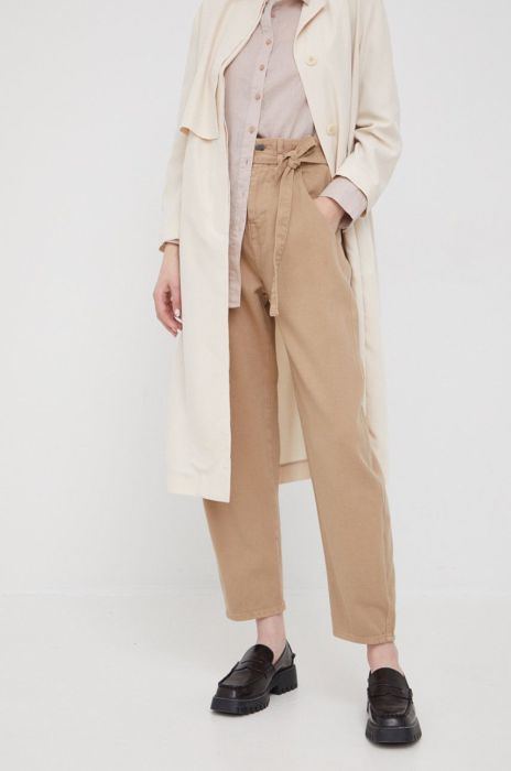 Джинси United Colors of Benetton жіночі колір бежевий висока посадка (2353223)