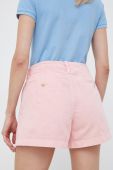 Бавовняні шорти Polo Ralph Lauren жіночі колір рожевий однотонні висока посадка