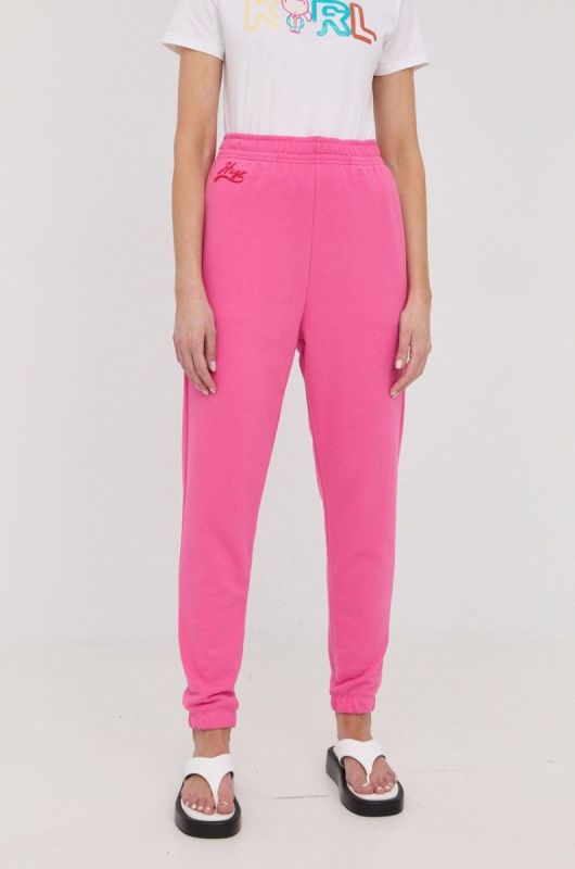 Штани Hugo жіночі колір рожевий однотонні фото 2