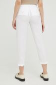 Льняні штани United Colors of Benetton жіночі колір білий пряме висока посадка (2463438)