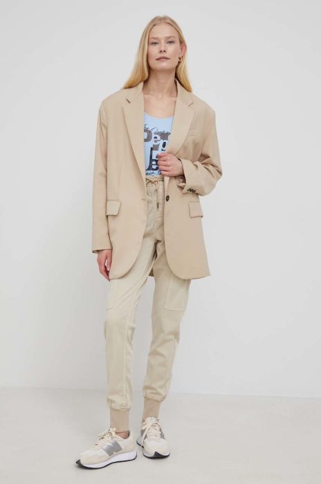 Штани Pepe Jeans жіночі колір бежевий фасон jogger середня посадка