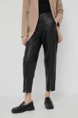 Шкіряні штани Gestuz жіночі колір чорний прямі висока посадка
