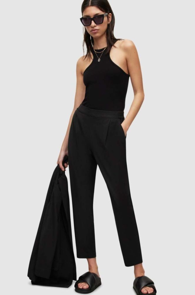 Штани AllSaints жіночі колір чорний облягаюче висока посадка фото 12