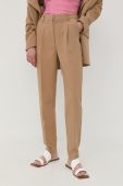 Штани Bruuns Bazaar жіночі колір бежевий фасон сигарети висока посадка