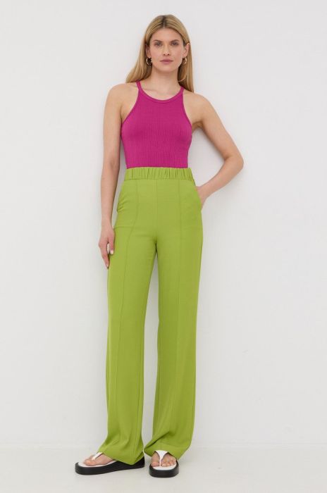 Штани Patrizia Pepe жіночі колір зелений пряме висока посадка