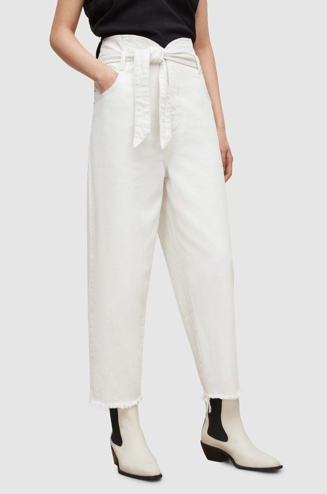Штани AllSaints жіночі колір білий широке висока посадка