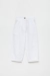Дитячі штани з домішкою льону United Colors of Benetton колір білий однотонні