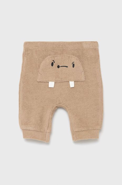 Дитячі бавовняні штани United Colors of Benetton колір бежевий однотонні