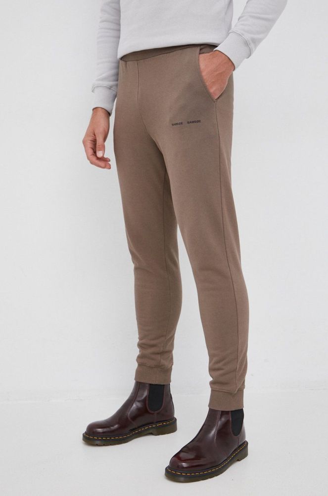 Бавовняні штани Samsoe Samsoe чоловічі колір коричневий гладке
