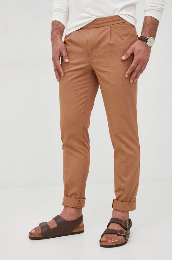 Бавовняні штани Tommy Hilfiger чоловічі колір коричневий пряме