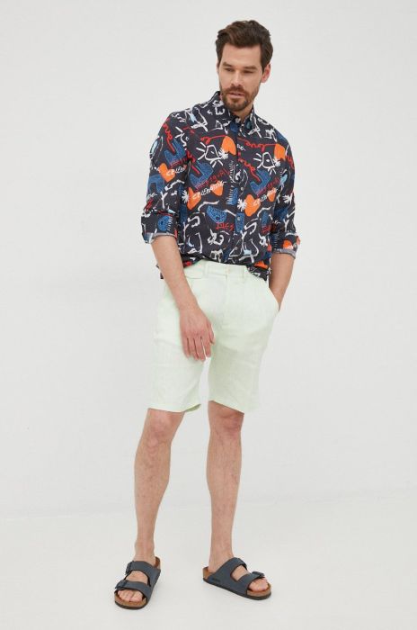 Лляні шорти Drykorn чоловічі колір зелений